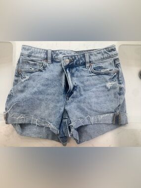 American Eagle Outfitters Light Blue Distressed Denim Shorts